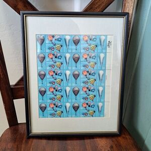 Colorful Vtg 80s USA Full Unused Sheet of 40 Framed Stamps Hot Air Ballooning